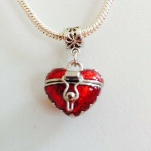 “HEART” Silver Plated Dangling Charm Bead For European Style Charm Bracelets